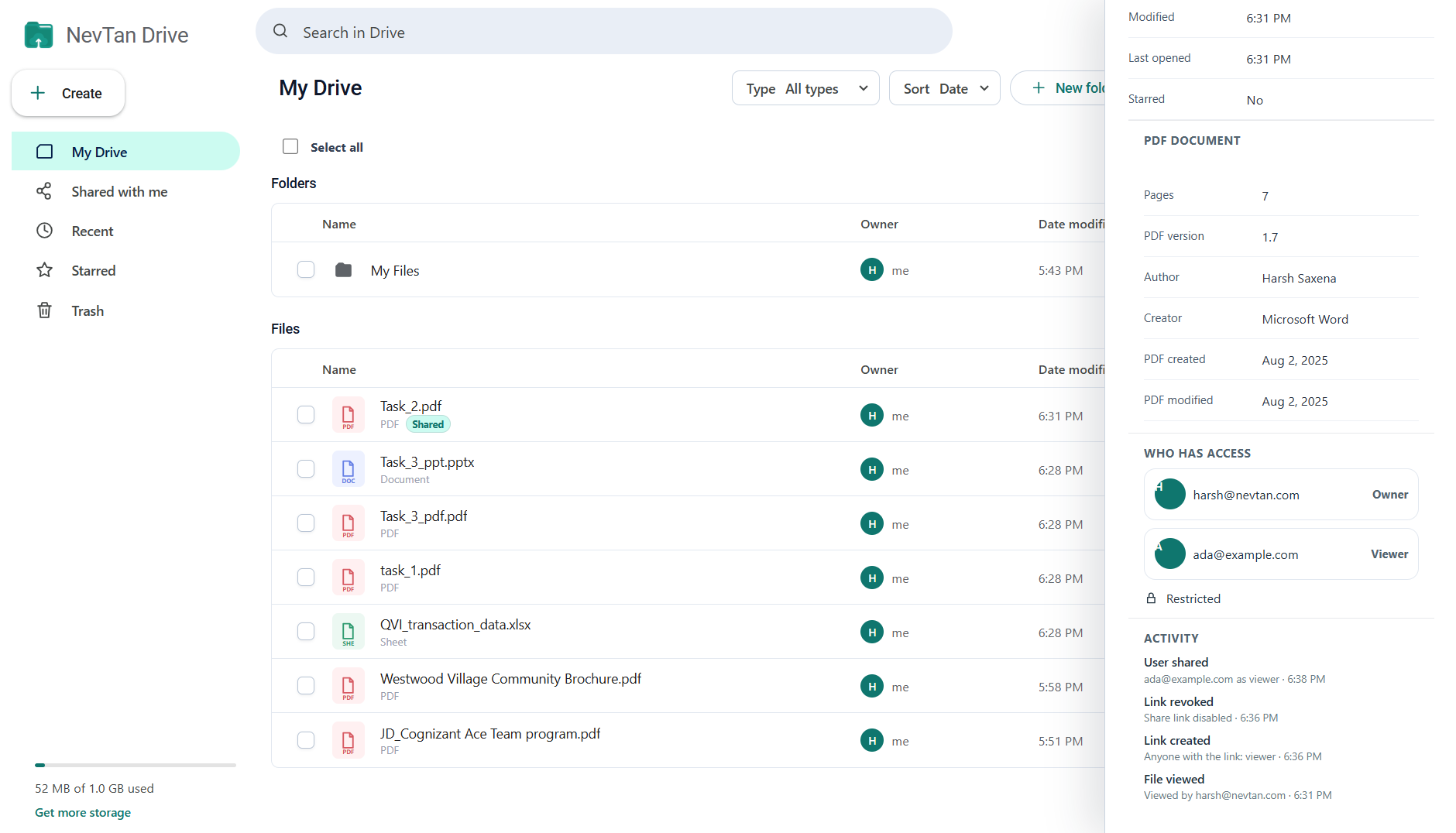 The file details panel open on the right of the workspace